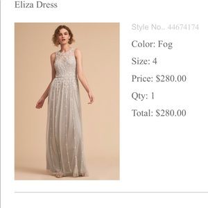 BHLDN line Eliza dress. Color is Fog.